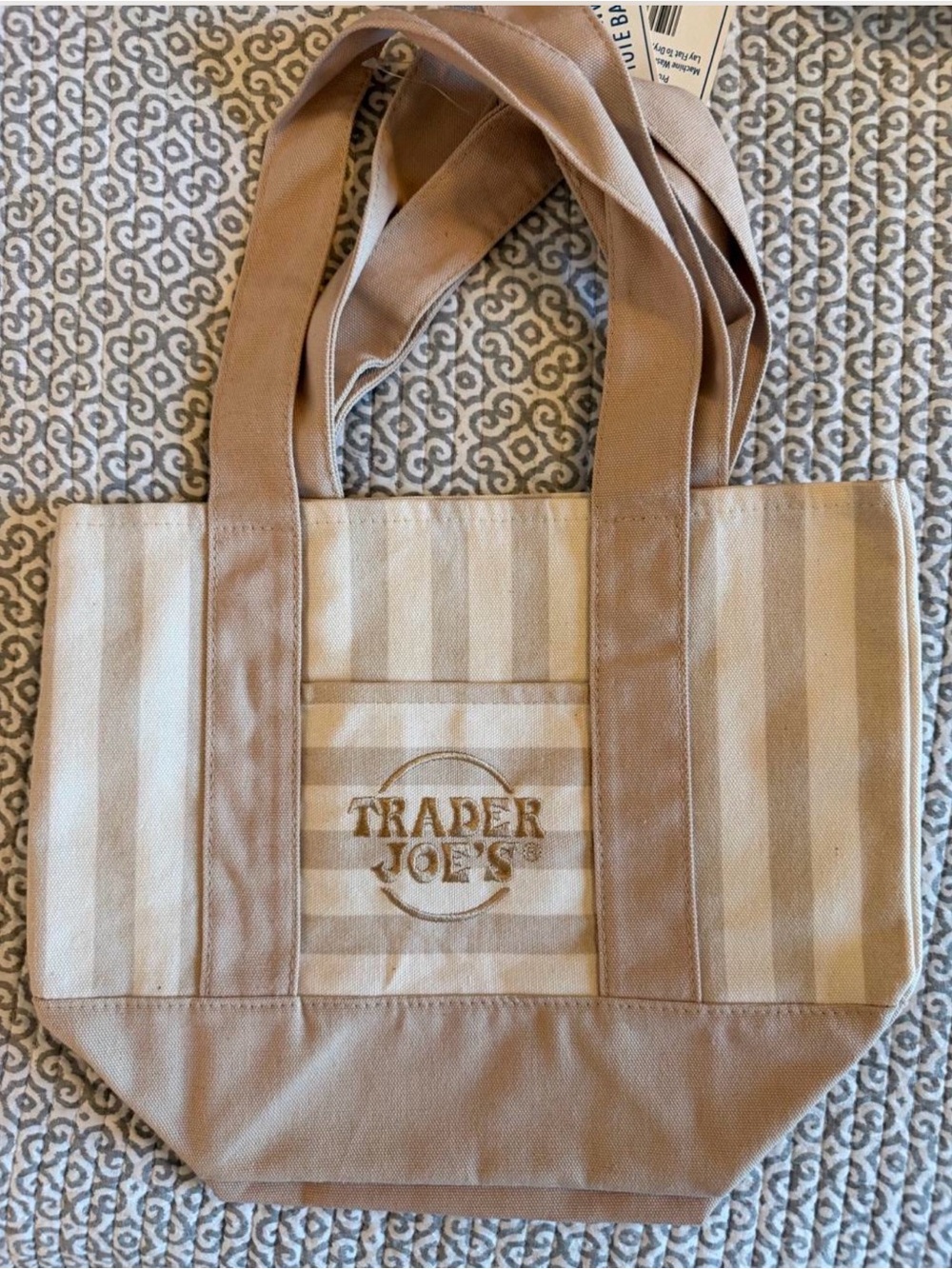 Trader Joe's Beige Stripe Canvas Tote
